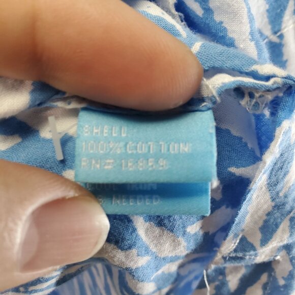 J. McLaughlin Shirt Womens Medium Blue Print Lightweight 3/4 Sleeve Blouse - Picture 3 of 9